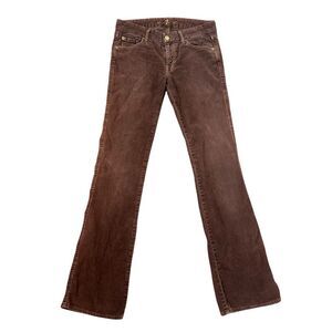 7 For All Mankind Pants Women 27 Brown Corduroy Stretch Slim Cords Bootcut Flare